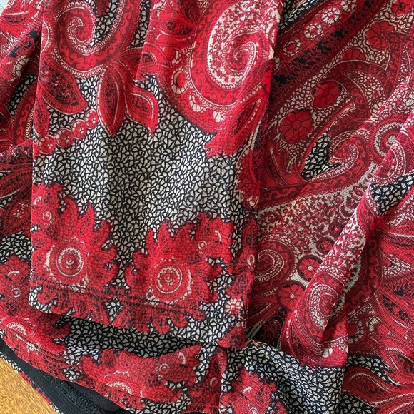 INC International Concepts Red Black V Neck Nylon Top SZ XL - Picture 7 of 7